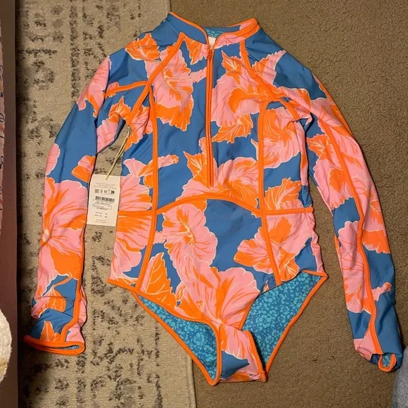 Maaji 🩷🧡🩵💙 Magnolia Mirage Cardi Long SleeveSwimsuit bathing suit NWT